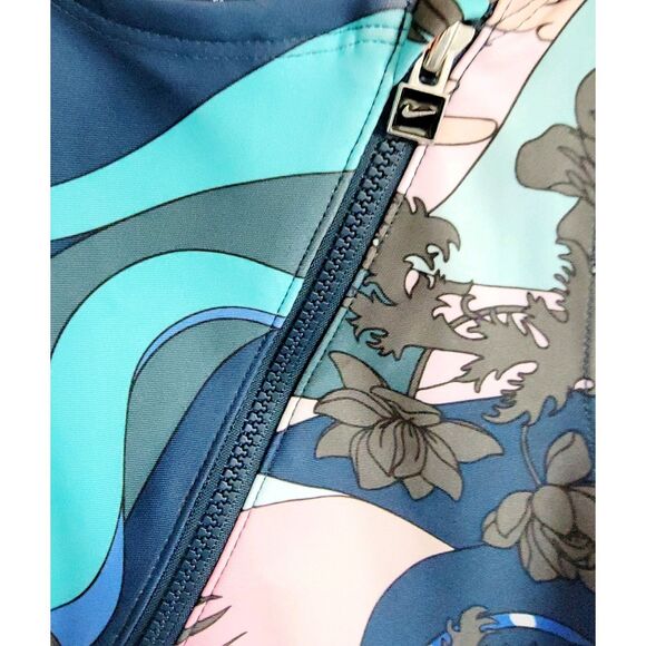 Nike M Women's Bodysuit Swimsuit Graphic Multicolor Slvless Hig‎ Neck Zip NWT - Picture 4 of 11